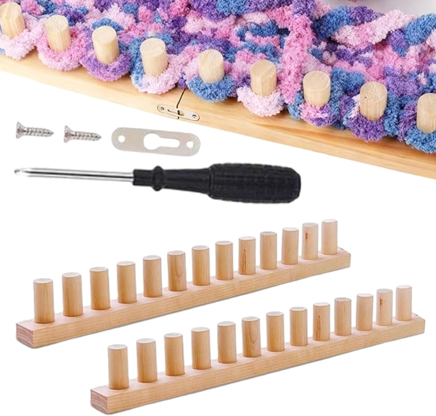 11.8" Chunky Blanket Looms, Blanket Looms with Wooden Nails for Chunky Yarn, Portable DIY Hand Knitting Machine Suitable for Beginners, Applied to Coarse Blankets