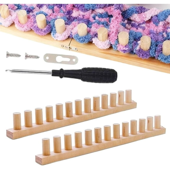 11.8" Chunky Blanket Looms, Blanket Looms with Wooden Nails for Chunky Yarn, Portable DIY Hand Knitting Machine Suitable for Beginners, Applied to Coarse Blankets