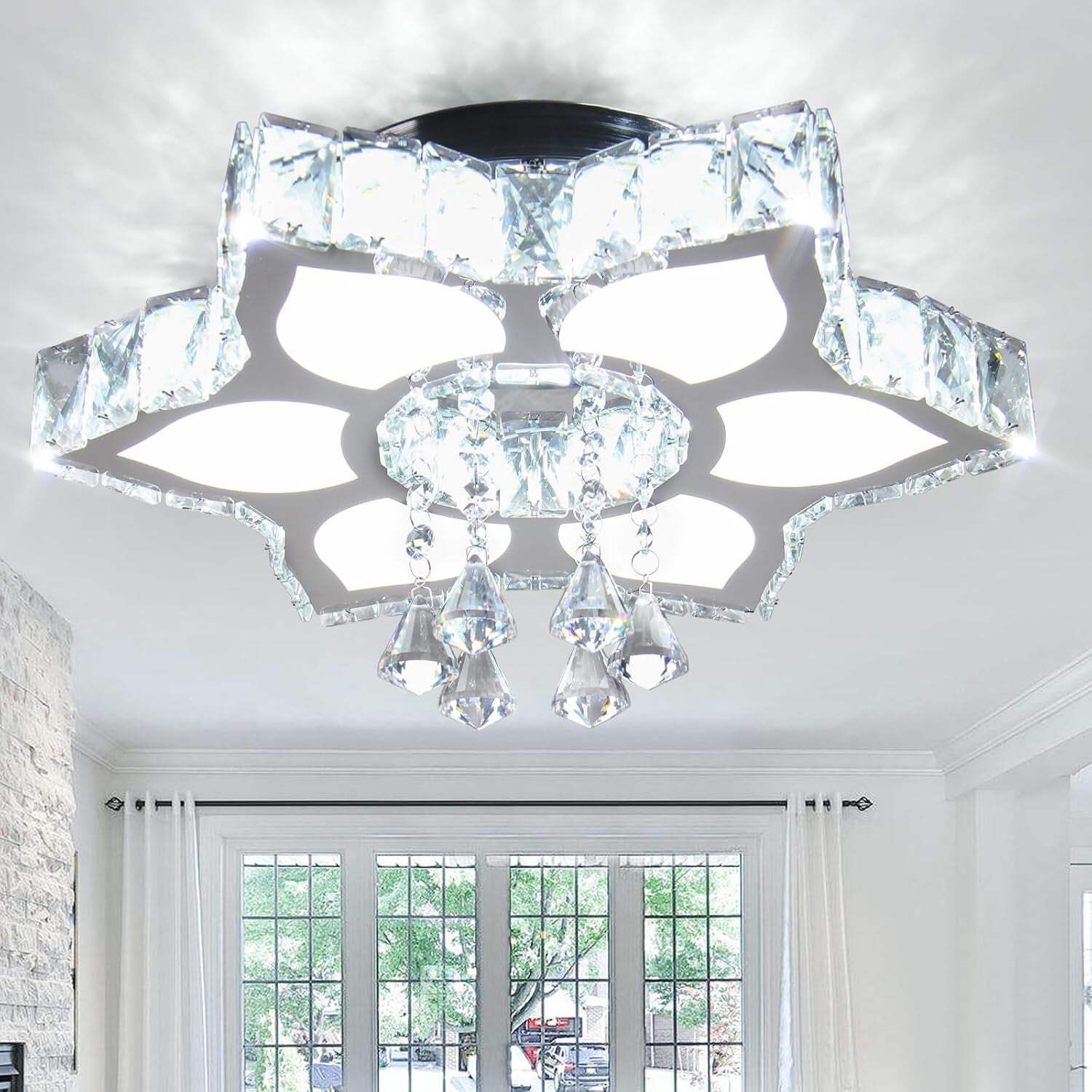 11.8" Crystal Chandeliers Modern Crystal Ceiling Light LED Chandeliers