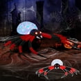 thumbnail image 1 of 11.8 FT Halloween Inflatable Crawling Spider with LED Lights, Scary Halloween Giant Blow Up Spider Decoration for Yard/Party, Weather-Resistant, 1 of 10