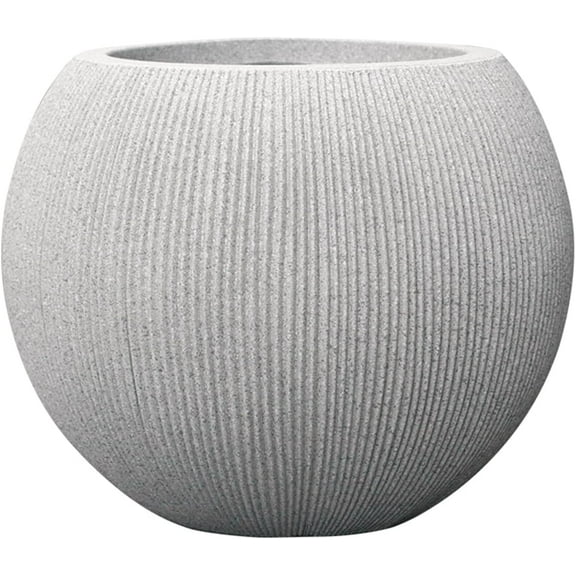 11.8 H x 14.5" Dia (8.9" Pot Opening) Plastic Beige Round Planters for Outdoor Plants, Resin Flower Pot for Indoor and Outdoor Plants, Plant Pot with Drainage Holes and Plug for Home Patio Garden
