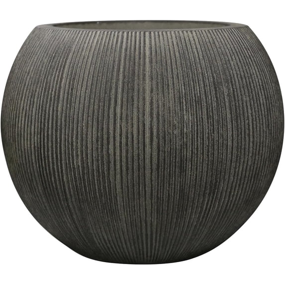 11.8 H x 14.5" Dia (8.9" Pot Opening) Plastic Round Vintage Black Planters for Outdoor Plants, Resin Flower Pot for Indoor and Outdoor Plants, Plant Pot with Drainage Holes and Plug for Patio Garden