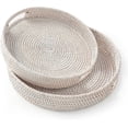 thumbnail image 1 of 11.8'' Hand-Woven Round Rattan Serving Tray Decorative Wicker Trays with Handles for Coffee Table, 1 of 6