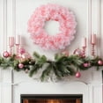 thumbnail image 1 of 11.8 In Pink Flocked Christmas Wreath - Snowy Winter Wreaths, Holiday Wreath for Front Door Home, Christmas Decoration, 1 of 7