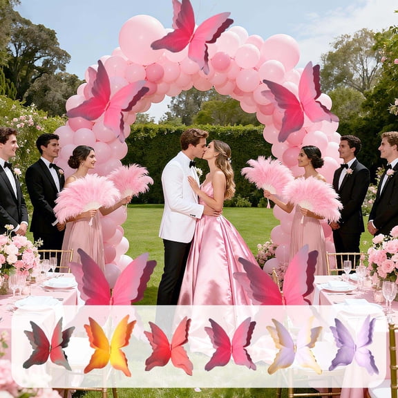 11.8 Inch 3D Realistic Faux Butterfly Ornament, DIY Party Supplies for Wedding Birthday Valentine's Day, Versatile Indoor Outdoor Décor, Easy Install Hanging, Festival Party Scene Decor, Gift