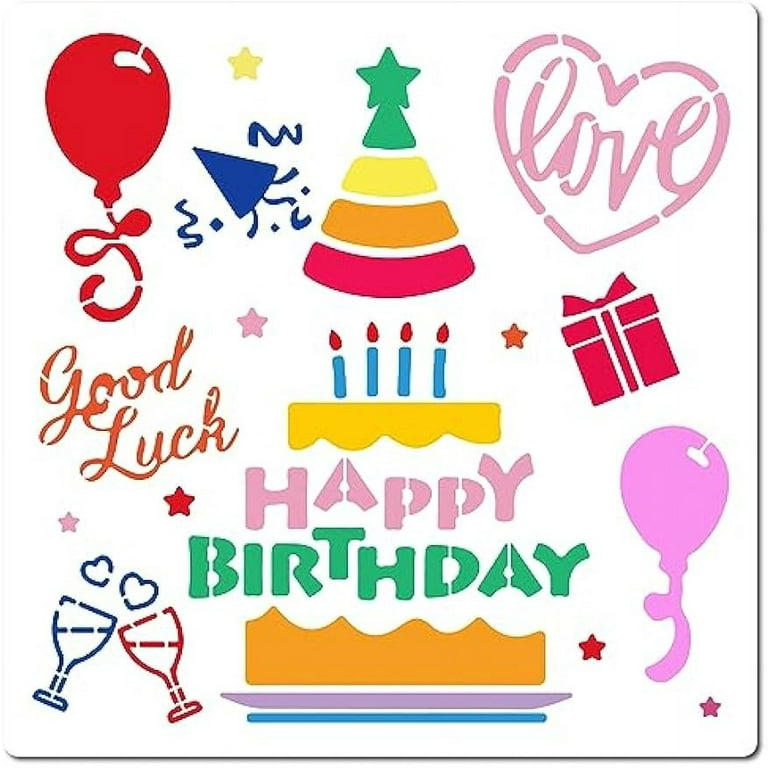 11.8 Inch Birthday Stencil Reusable Painting Plastic Drawing Templates DIY Decorative Hat Cake Heart Present Pattern Template Stencils Crafts for Furniture Wood Wall Fabric Home Decor - Walmart.com 11-8-inch-birthday-stencil-reusable-painting-plastic-drawing-templates-diy-decorative-hat-cake-heart-present-pattern-template-stencils-crafts-for-furniture-wood-wall-fabric-home-decor-walmart-com