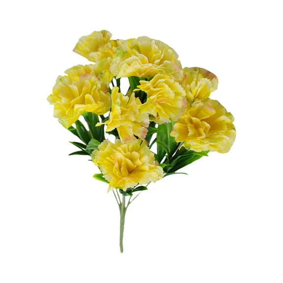 11.8 Inch Bouquets 11 Stem Artificial yellow Carnations,Outdoor No Fade Artificial Flower,Mini Carnation Silk Petals Fake Flowers Forever Plants for Home Party and Wedding Holding Flowers