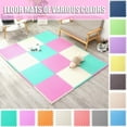 thumbnail image 1 of 11.8 Inch EVA Puzzle Carpet Mat, Soundproof Shockproof Play Mat for Kids, Anti-Slip, Heat Insulation, Extra Thick Soft Floor Tile for Baby Gymnastics, Assorted Colors, Easy Clean, 1 of 9