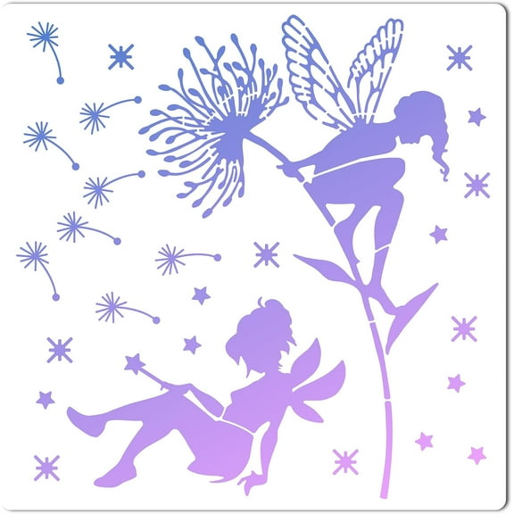 11.8 Inch Fairy Stencil Plastic Drawing Stencils Reusable Painting Templates DIY Decorative Dandelion Star Pattern Template Crafts for DIY