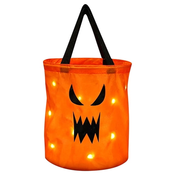 11.8-Inch LED Halloween Trick-or-Treat Bag, Orange Open Mouth