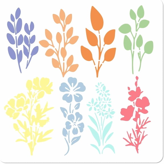 11.8 Inch Large Plant Painting Stencil Hollow Out Spring Flower Leaves Plastic Drawing Templates Reusable DIY Scrapbooking Stencils for DIY