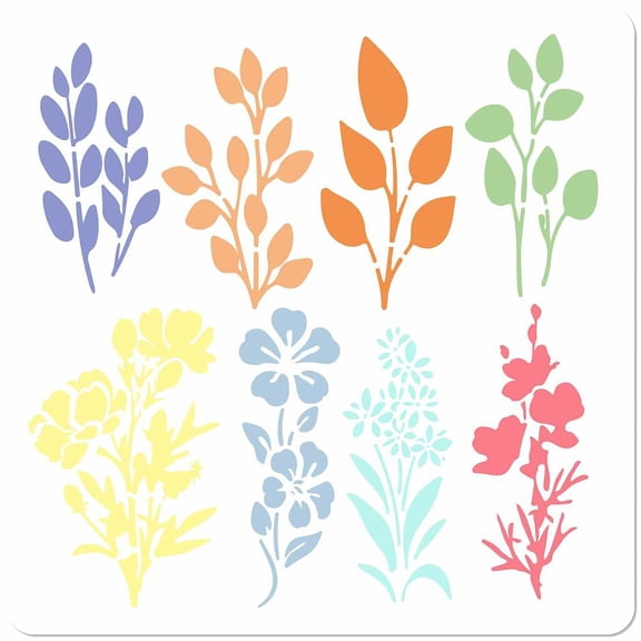 11.8 Inch Large Plant Painting Stencil Hollow Out Spring Flower Leaves Plastic Drawing Templates Reusable DIY Scrapbooking Stencils