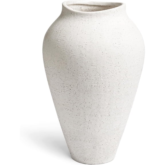 11.8 Inch Large White Ceramic Vase Asymmetrical Design for Home Decor