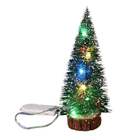 11.8 Inch Mini Christmas Trees with LED Lights Artificial Tabletop Xmas Pine Bottle Trees for DIY Winter Snow Christmas Crafts Winter Ornaments Home Office Holiday Decor Gift