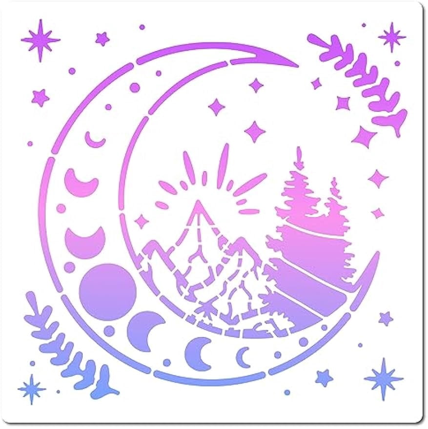 11.8 Inch Moon Phase Stencil Reusable Painting Plastic Drawing ...