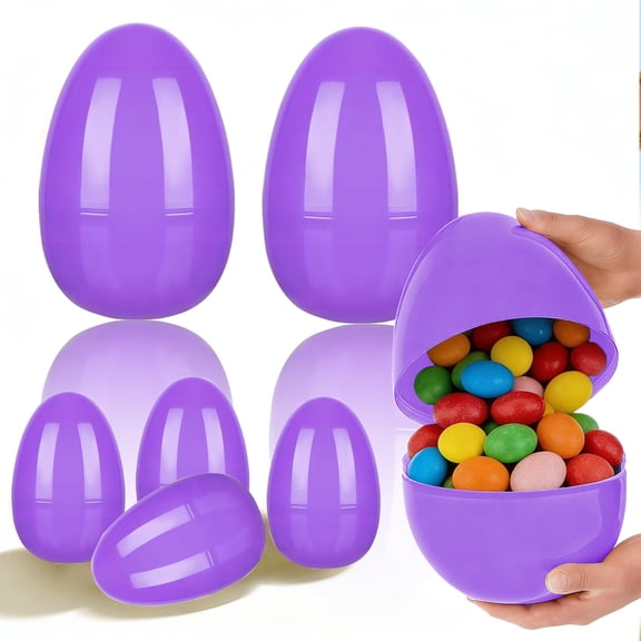 11.8 Inch Open Top Jumbo Easter Egg Plastic Refillable Shell In Bright Colors For Party Gift Basket Fillers, Surprise Storage, Hunt Activity, School Classroom, Seasonal Decor, Reusable Durable Design