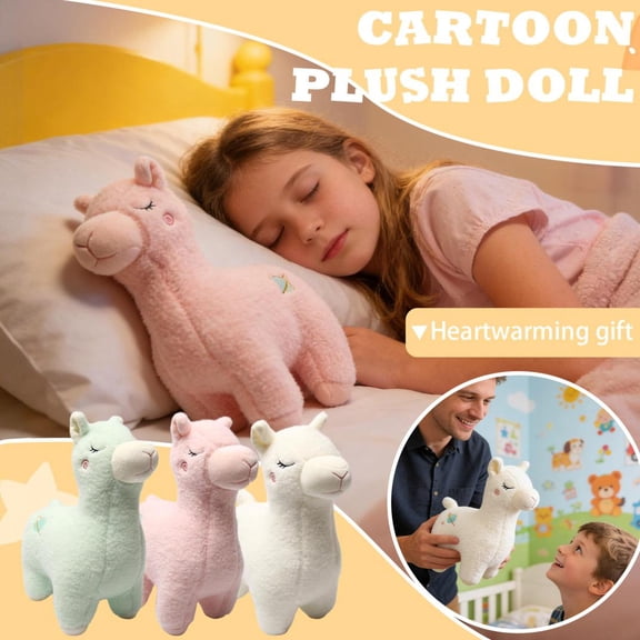 11.8-Inch Pink Alpaca Plush Toy, Soft Fluffy Stuffed Animal With Adorable Expression, Cuddly Companion For Naptime, Bedroom Decor, Comforting Playtime For Family, Home Use