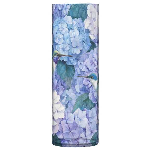 11.8 Inch Unbreakable Clear Plastic Vase Cylinder Flower Vase Shatterproof Wide Mouth Vase for Home Decor and Storage Beautiful Blue Hydrangeas