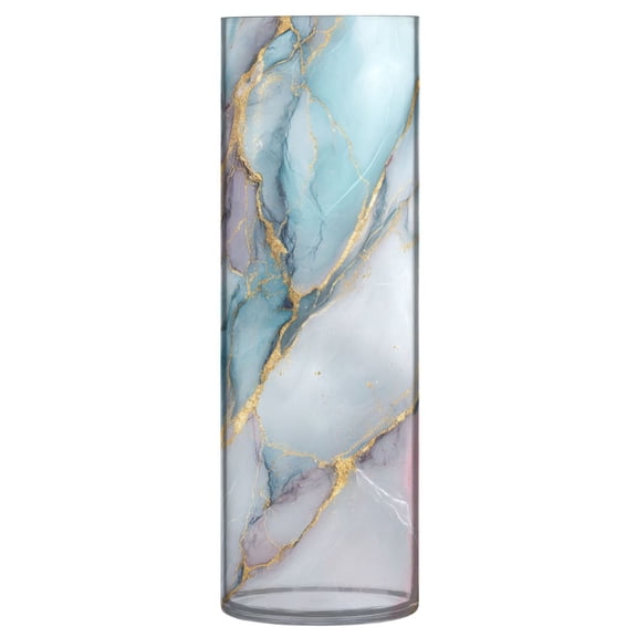11.8 Inch Unbreakable Clear Plastic Vase Cylinder Flower Vase Shatterproof Wide Mouth Vase for Home Decor and Storage Beautiful Soft Marble Pattern