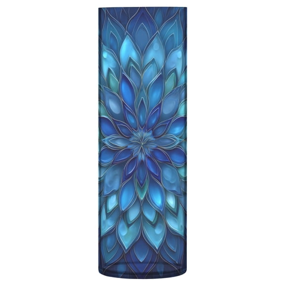 11.8 Inch Unbreakable Clear Plastic Vase Cylinder Flower Vase Shatterproof Wide Mouth Vase for Home Decor and Storage Blue Glass Feathers Pattern