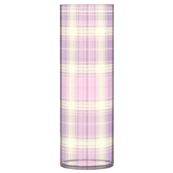 11.8 Inch Unbreakable Clear Plastic Vase Cylinder Flower Vase Shatterproof Wide Mouth Vase for Home Decor and Storage Bright Pink Checkered Pattern