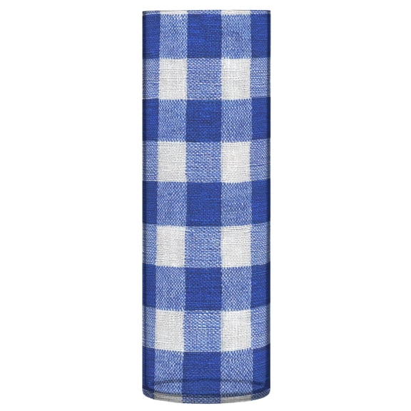 11.8 Inch Unbreakable Clear Plastic Vase Cylinder Flower Vase Shatterproof Wide Mouth Vase for Home Decor and Storage Deep Blue Checkered