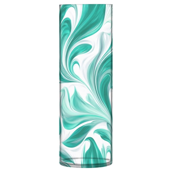 11.8 Inch Unbreakable Clear Plastic Vase Cylinder Flower Vase Shatterproof Wide Mouth Vase for Home Decor and Storage Jade Green Marble Pattern