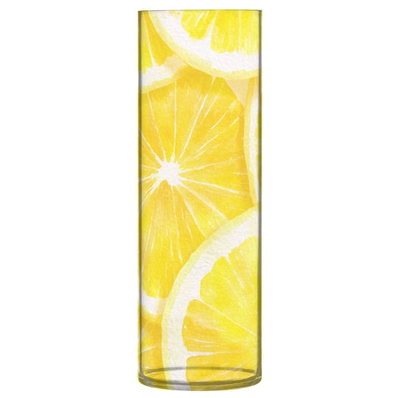 11.8 Inch Unbreakable Clear Plastic Vase Cylinder Flower Vase Shatterproof Wide Mouth Vase for Home Decor and Storage Lemon Slice Pattern