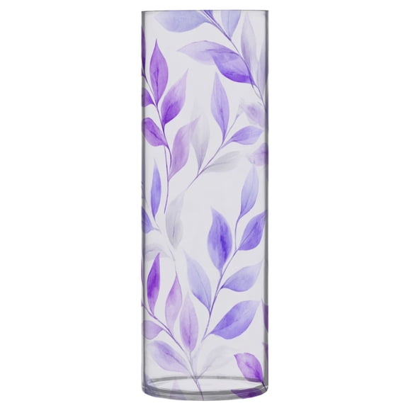 11.8 Inch Unbreakable Clear Plastic Vase Cylinder Flower Vase Shatterproof Wide Mouth Vase for Home Decor and Storage Lilac Foliage Doodles