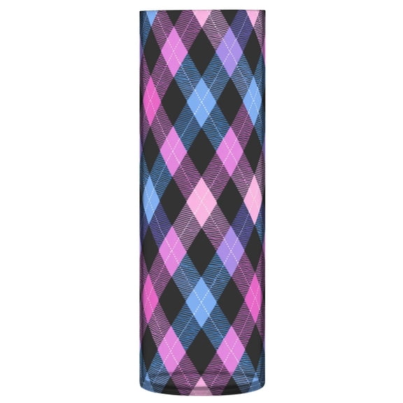 11.8 Inch Unbreakable Clear Plastic Vase Cylinder Flower Vase Shatterproof Wide Mouth Vase for Home Decor and Storage Pastel Gradient Diamond Plaid