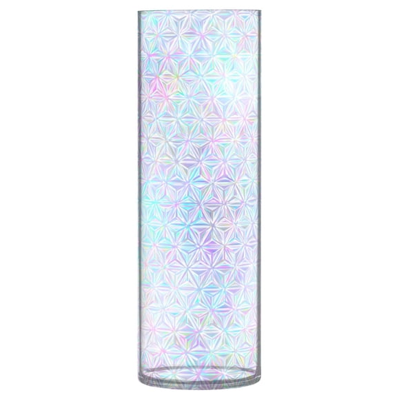 11.8 Inch Unbreakable Clear Plastic Vase Cylinder Flower Vase Shatterproof Wide Mouth Vase for Home Decor and Storage Pastel Prism Star Pattern