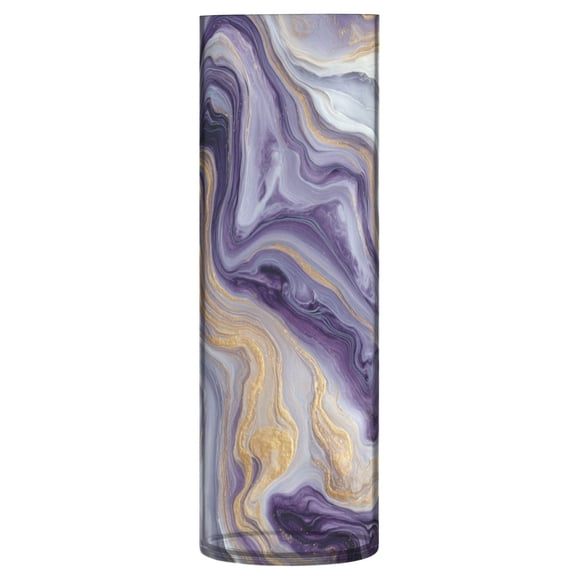 11.8 Inch Unbreakable Clear Plastic Vase Cylinder Flower Vase Shatterproof Wide Mouth Vase for Home Decor and Storage Purple Marble Pattern