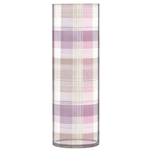 11.8 Inch Unbreakable Clear Plastic Vase Cylinder Flower Vase Shatterproof Wide Mouth Vase for Home Decor and Storage Purple-pink Checkered Pattern