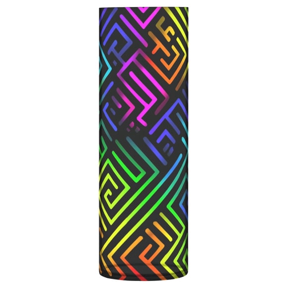 11.8 Inch Unbreakable Clear Plastic Vase Cylinder Flower Vase Shatterproof Wide Mouth Vase for Home Decor and Storage Rainbow Neon Labyrinth Print