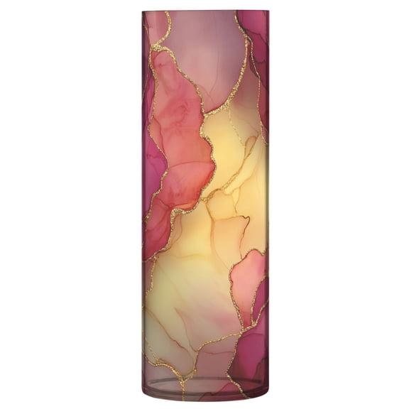11.8 Inch Unbreakable Clear Plastic Vase Cylinder Flower Vase Shatterproof Wide Mouth Vase for Home Decor and Storage Red Marble Pattern