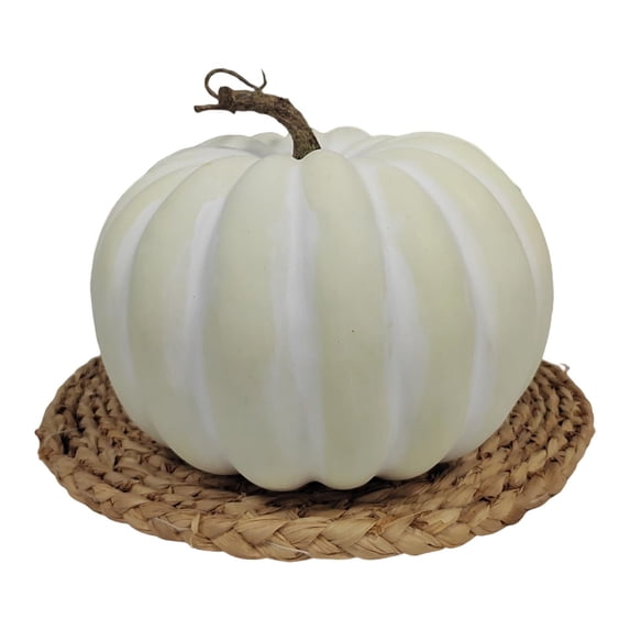 11.8 Inch White Artificial Pumpkin for Decorating, Large Foam Pumpkin for Fall Thanksgiving Halloween, Faux Pumpkin for Porch Kitchen Table Centerpiece without Placemat