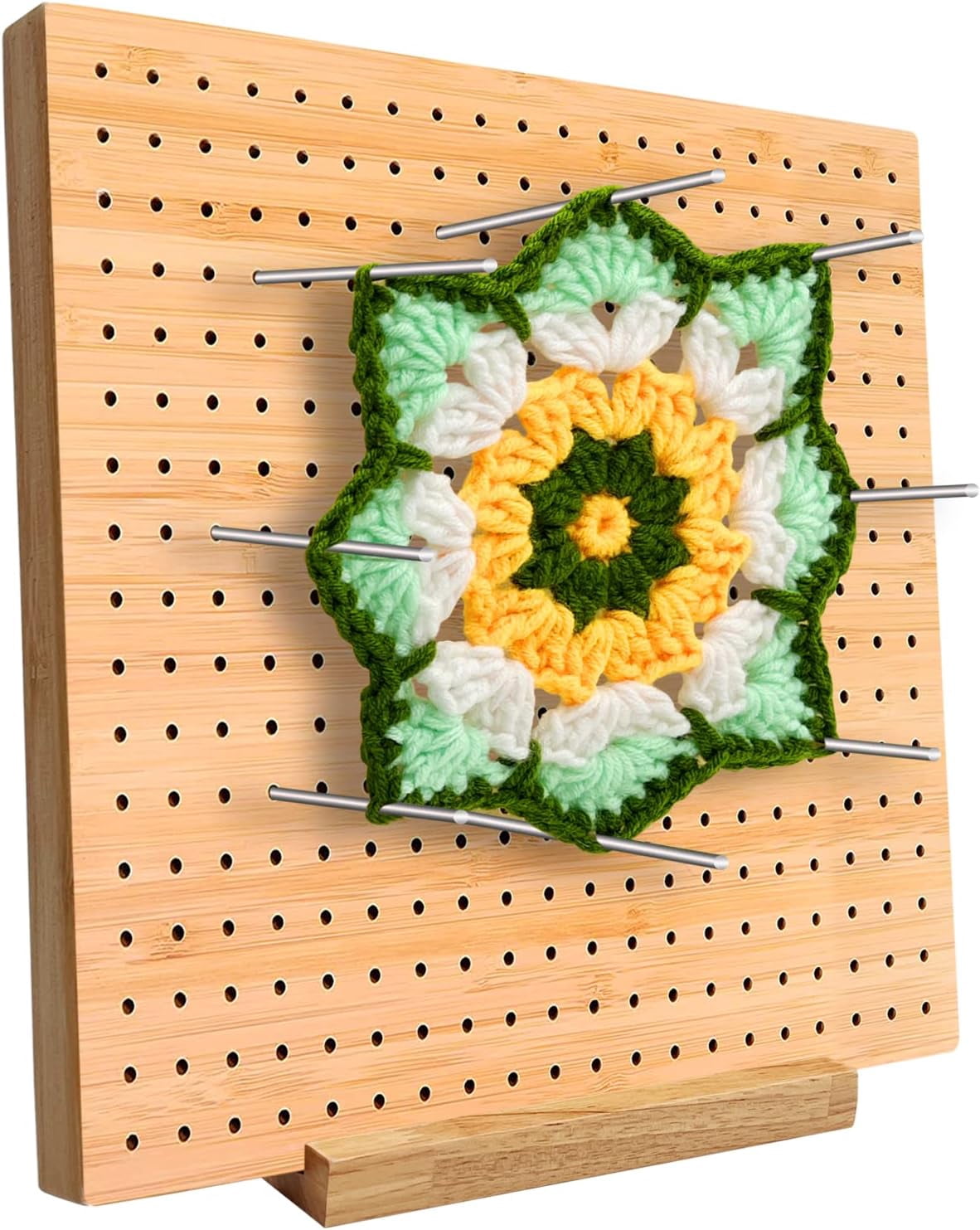 11.8 Inches Bamboo Wooden Board for Knitting Crochet and Granny Squares Blocking Board for Knitting and Crochet Projects Handcrafted Knitting Stainless Steel Pins