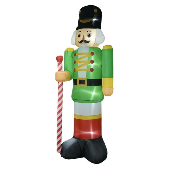 11.8' Inflatable Walnut Soldier with LED Lights - Outdoor Christmas Decoration - Blow-Up Yard Display for Holiday & Party