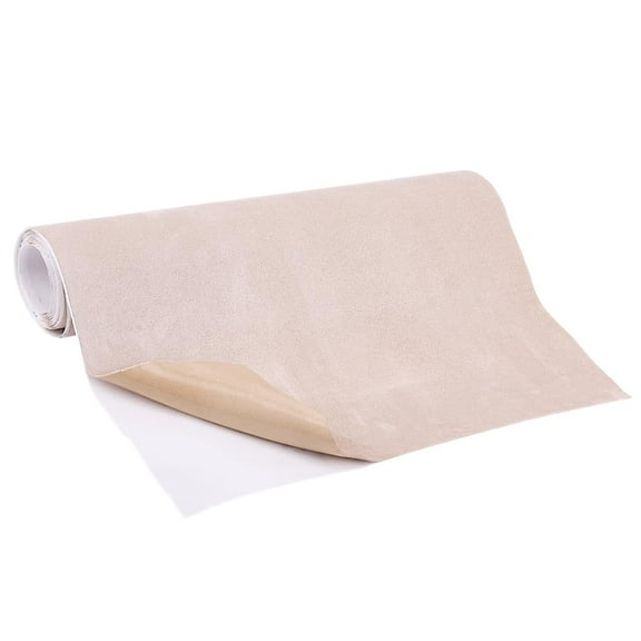 11.8" L x 59" W Suede Fabric Wrap Microfiber Fabric Self-Adhesive Suede Look for Car Interior Beige Self Adhesive Film Sticker DIY Elastic Peel Stretch Film Fabric for Furniture Decor DIY