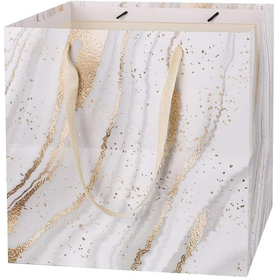 11.8" Large Bag,Square Bags Large for Birthday Wedding Christmas Presents Doll (White )