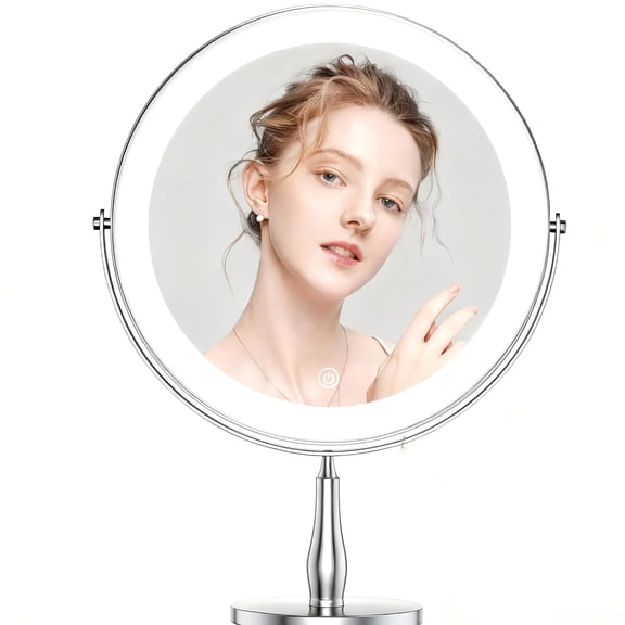 11.8" Magnifying Vanity Mirror with Light, 10X/1X 2-Sided Mirror 11.8 Chrome