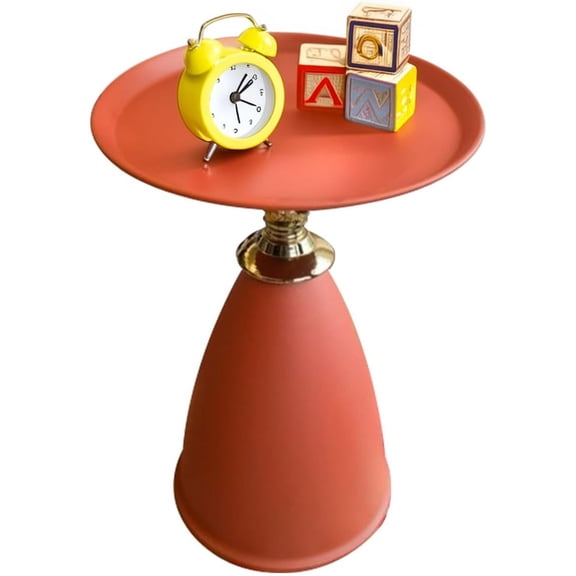 11.8" Metal Pedestal Table Circle Accent Table Round Side Table Small End Table, Red