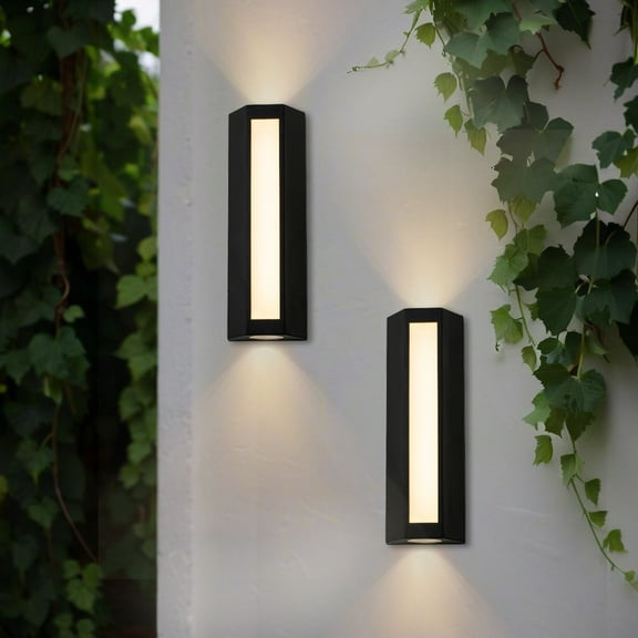 11.8" Modern Dimmable Outdoor LED Wall Sconce, 10W 3000K Warm White, Set of 2