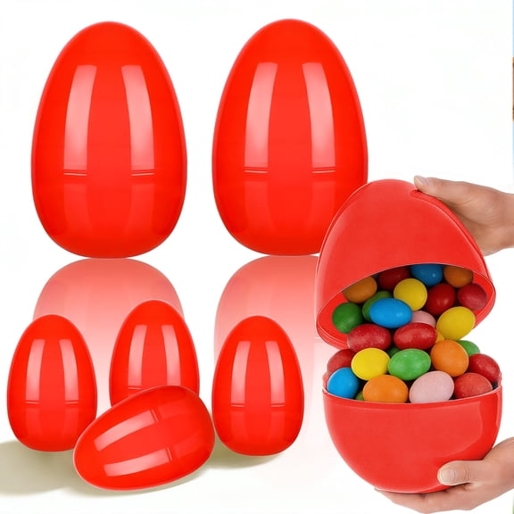 11.8 In Open Top Easter Egg, Large Plastic Shell With Hinged Lid, Multicolor, Includes Space For Toys Or Gifts, Party Basket Filler Or Egg Hunt Display, Durable Reusable Decoration For Holidays