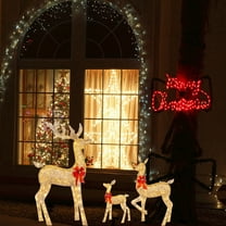 11.8' Outdoor 3D Rattan Reindeer Holiday Lawn Deer Decorations with Warm White LED Lights, Easy Assembly, for Yard, Porch, Garden, Christmas Lighted Decorations