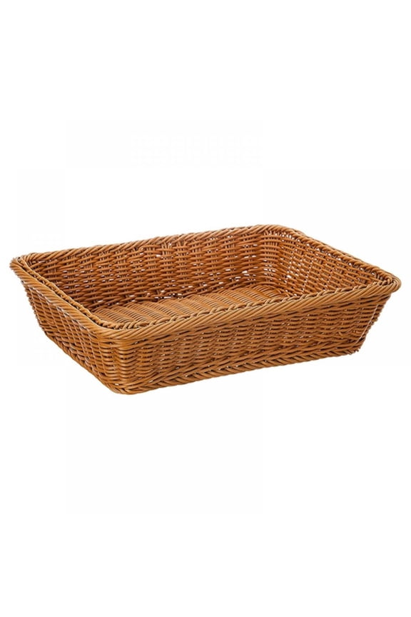 11.8" Poly-Wicker Bread Basket,Long RectangleWoven Tabletop Loaf Rolls Basket,Restaurant Food Serving / Display Baskets for French Bread,Fruit Vegetables