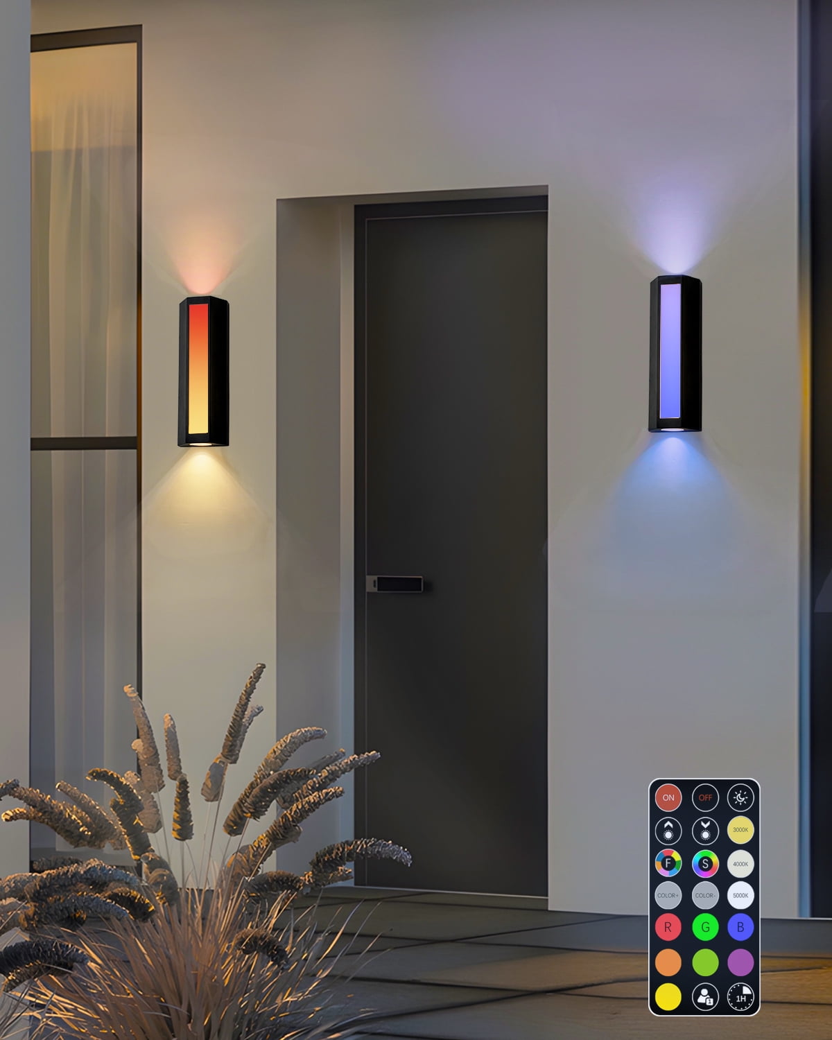 11.8" RGB Outdoor LED Wall Sconce Set of 2, 10W