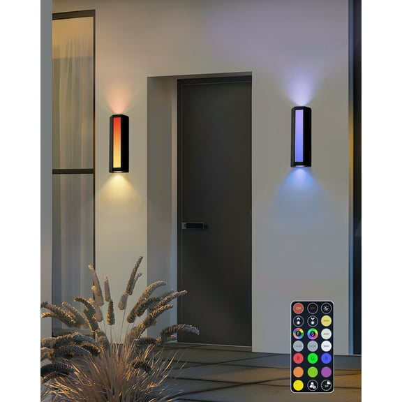 11.8" RGB Outdoor LED Wall Sconce Set of 2, 10W