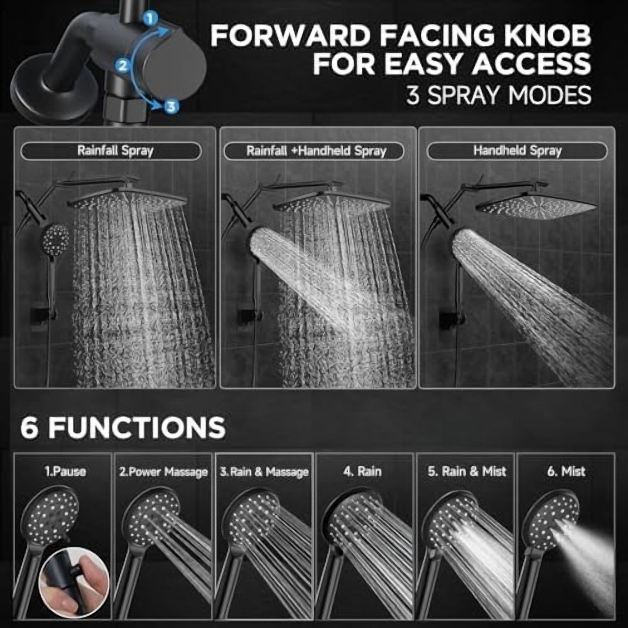 Photo inspiration: Gallery Detail: 11 8 Rain Black Shower Head With Handheld Spray Combo