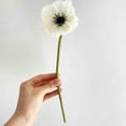 thumbnail image 1 of 11.8" Real Touch White Artificial Anemone Flower - PU Fake Poppy Stem for Home Vase, Wedding Bouquet, Table Centerpiece & Spring Decor, 1 of 5